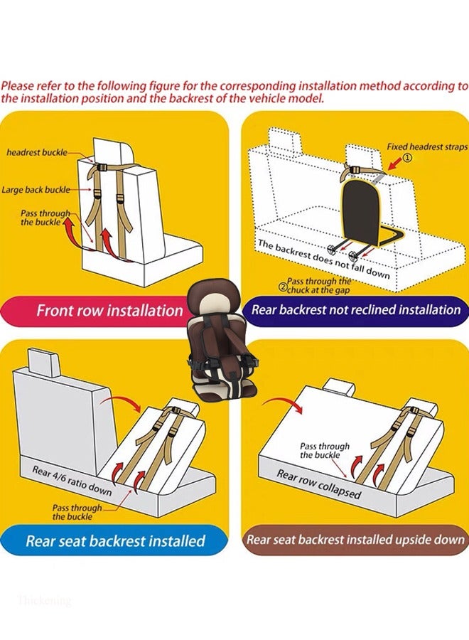 Auto Child Safety Seat Car Portable Seat Belt Foldable Car Seat Protection Travel Accessories for Child 0-12 Car Seat Liner for Baby Coffee L  - Image 4