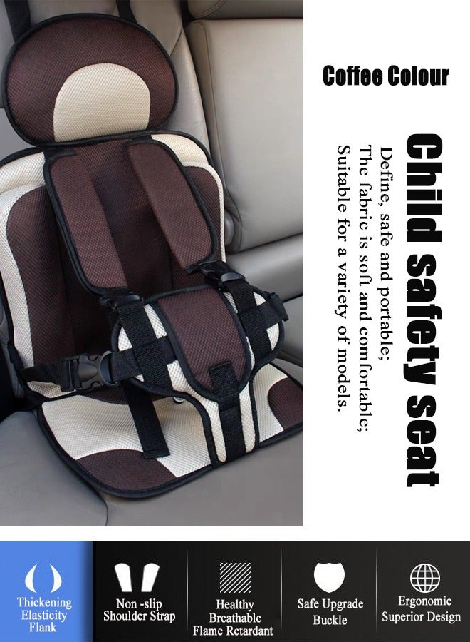 Auto Child Safety Seat Car Portable Seat Belt Foldable Car Seat Protection Travel Accessories for Child 0-12 Car Seat Liner for Baby Coffee L  - Image 3