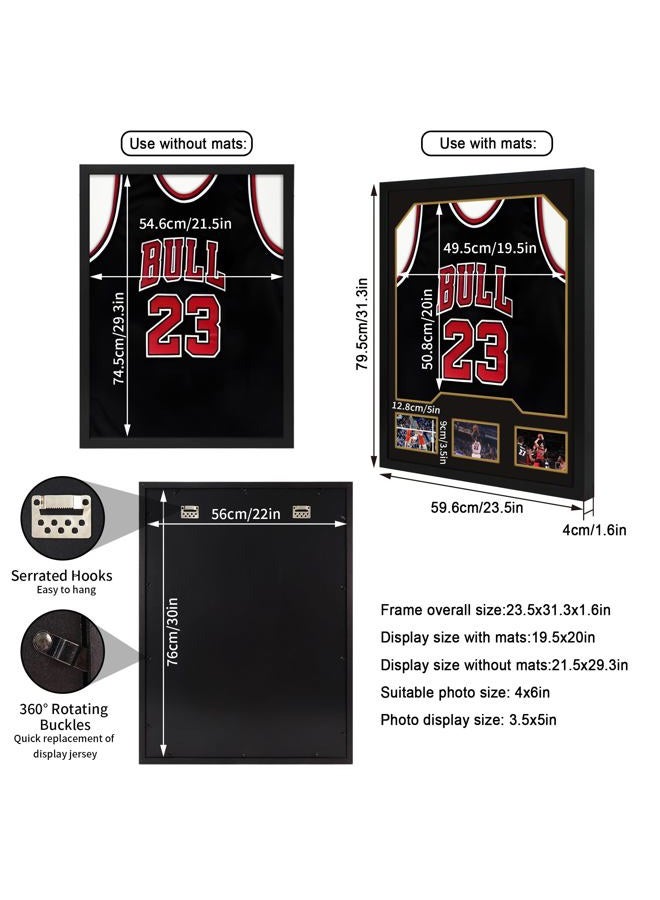 CCDCC Jersey Frame Display Case 2 Pack, Large Wooden Sport Jersey Shadow Box Frame with Mats and Real Tempered Glass Cover for Football Hockey Baseball Basketball Soccer Shirt,Black - Image 5