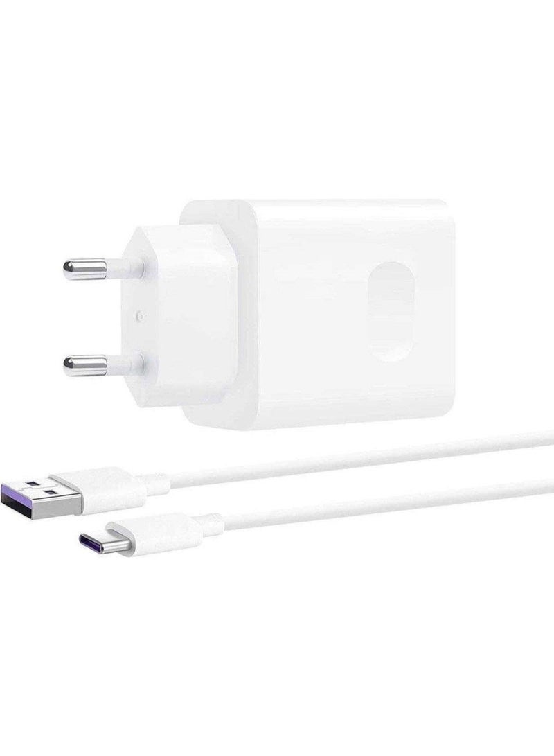 شاحن حائط فائق السرعة بقوة 66 واط مع كابل USB-C بطول 1 متر - أبيض. - Image 1