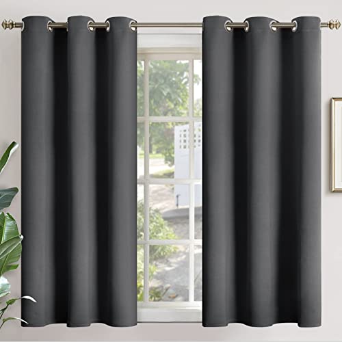 YoungsTex Blackout Curtains 54 Inches Length for Bedroom  Thermal Insulated with Grommet Top Room Darkening Curtain Drapes for Short Living Room 2 Panels 42 x 54 Inch Dark Grey