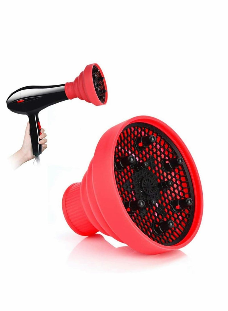 SOLARAE Professional Universal Hair Diffuser, New Silicone Folding Hairdryer Hair Blower Diffuser Cover Styling Hairdressing Tool, For Curly Hair and Natural Hair (Rose Pink) - Image 1
