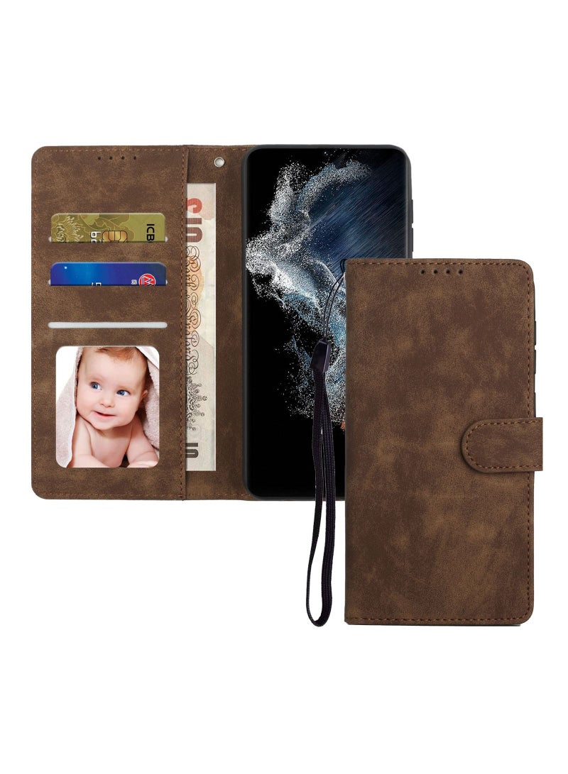 Suteni Magnetic Clasp Flip Cover Card Slots Leather Phone Case for Samsung - Image 3