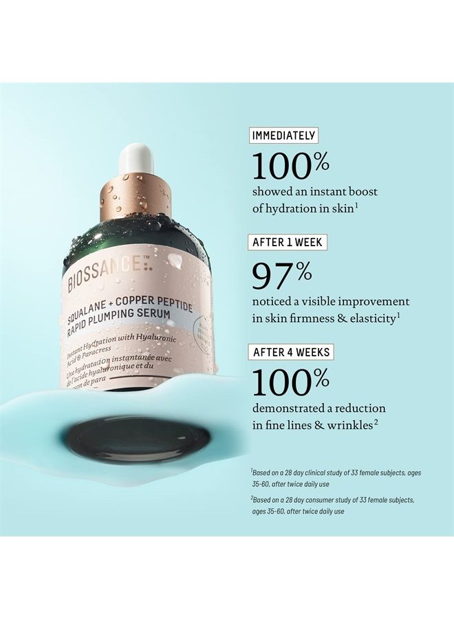 BIOSSANCE Biossance Squalane + Copper Peptide Rapid Plumping Serum. Powerfully Hydrating Face Serum that Instantly Plumps and Firms with Collagen Boosting Copper Peptides (1.69 fl oz) - Image 4