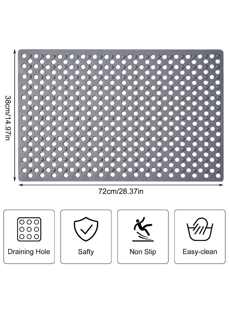 KASTWAVE Silicone Bathroom Non Slip Mat 38x72 Cm Grey Shower Mats Non Slip Bath Mats Bathroom Anti Slip Massage Hollow Mat Bath Mat for Bathroom With Suction Cup Eco friendly Rapid Drainage - Image 2