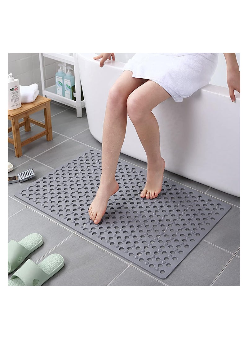 KASTWAVE Silicone Bathroom Non Slip Mat 38x72 Cm Grey Shower Mats Non Slip Bath Mats Bathroom Anti Slip Massage Hollow Mat Bath Mat for Bathroom With Suction Cup Eco friendly Rapid Drainage - Image 4