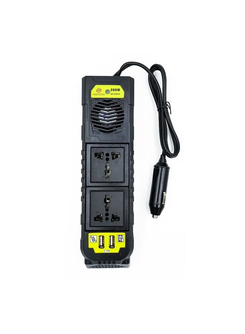 نيهون NEEHOON NH82604 سيارة 220 فولت محول طاقة 200 واط 12 فولت إلى 220 فولت -240 فولت مخرج طاقة 2 منفذ USB 50 60 هرتز عاكس السيارة - Image 2
