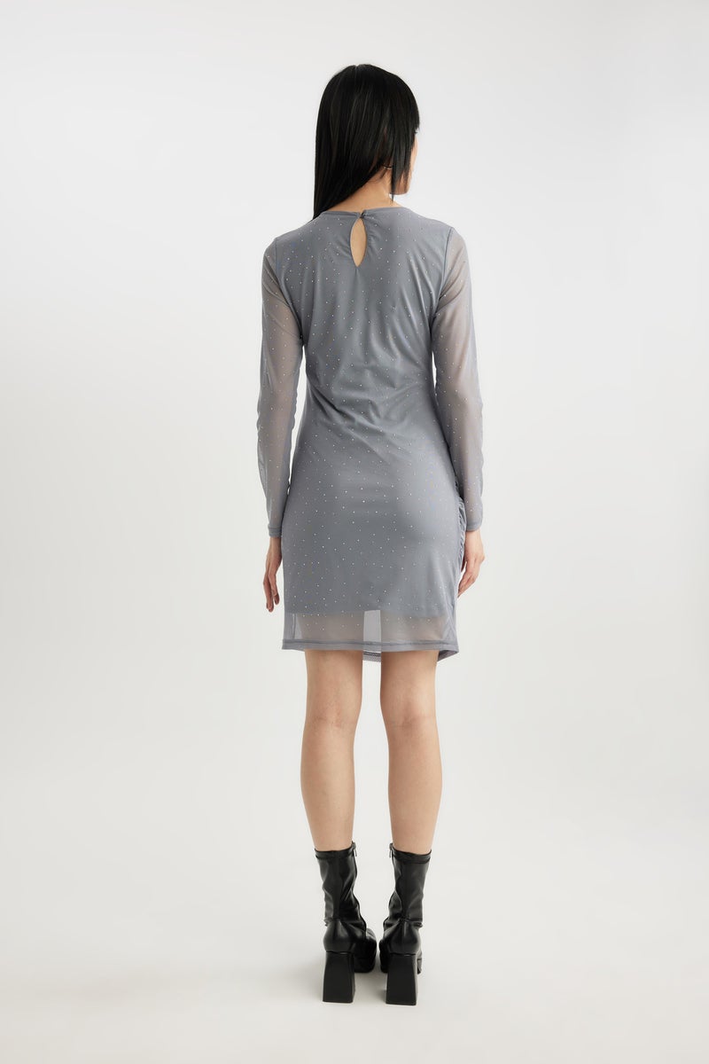 DeFacto Woman Bodycon Crew Neck Tulle Mini Dress  - Image 5