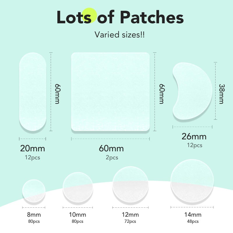 LitBear Large Pimple Patches (7 Sizes 306 Patches), Big Acne Patches, XL Hydrocolloid Bandages for Full Face, Forehead, Chin, Nose, Body, Back, Neck & Chest, Oval, Moon, Square hydrocolloid Patch - Image 2