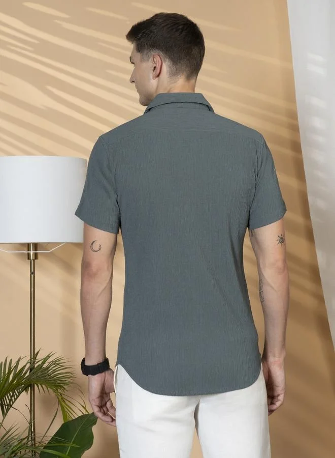 Dennis Lingo Relaxed Fit Dark Grey Cotton Shirt – Comfortable and Versatile