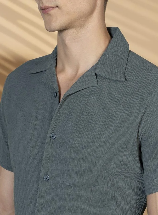 Dennis Lingo Relaxed Fit Dark Grey Cotton Shirt – Comfortable and Versatile