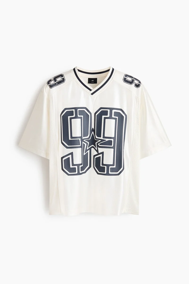H&M Loose Fit Printed mesh T‑shirt