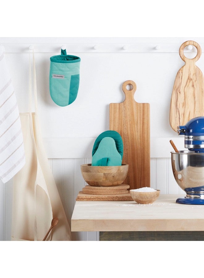 KitchenAid Beacon Two-Tone Non-Slip Mini Oven Mitt Set, Aqua Sky, 5.5"x8", 2 Piece - Image 1