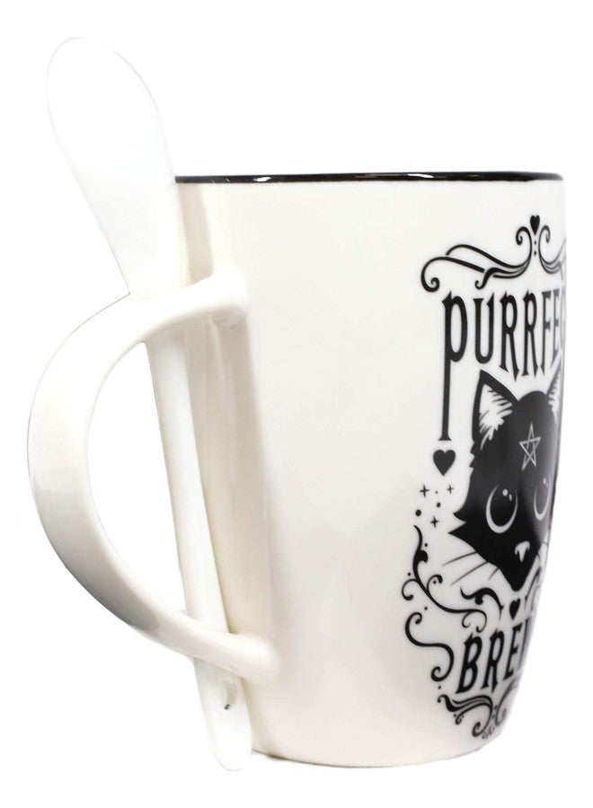 Ebros Gift Ebros Wicca Sacred Pentacle Cat Purrfect Love Brew Porcelain Mug And Spoon Set With Built In Spoon Rest Handle 13oz Kittens Or Cats Coffee Tea Drink Cup Mugs - Image 5