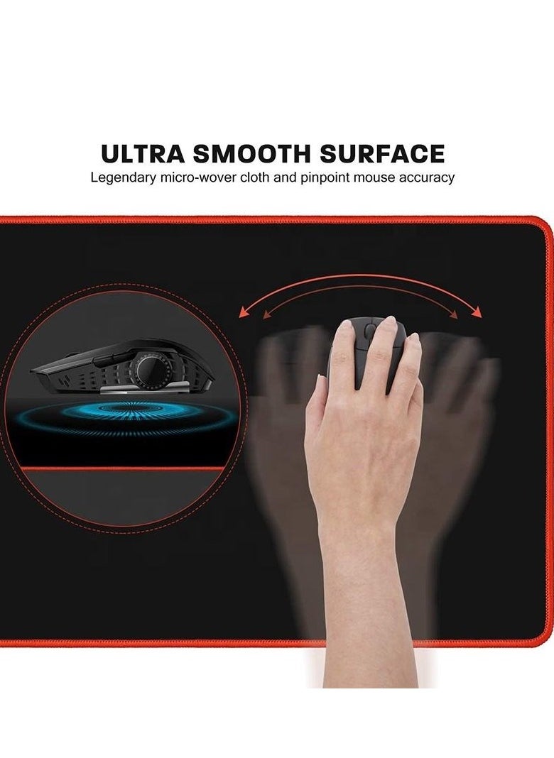 Generic - Large Gaming Mouse Pad Waterproof Non-slip Comfortable High Quality Perfect Ergonomic Design-red mix black - Image 1