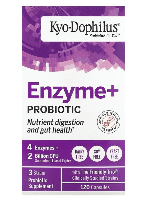 Kyo-Dophilus Enzyme+ Probiotic 2 Billion 120 Capsules (1 Billion CFU per Capsule)