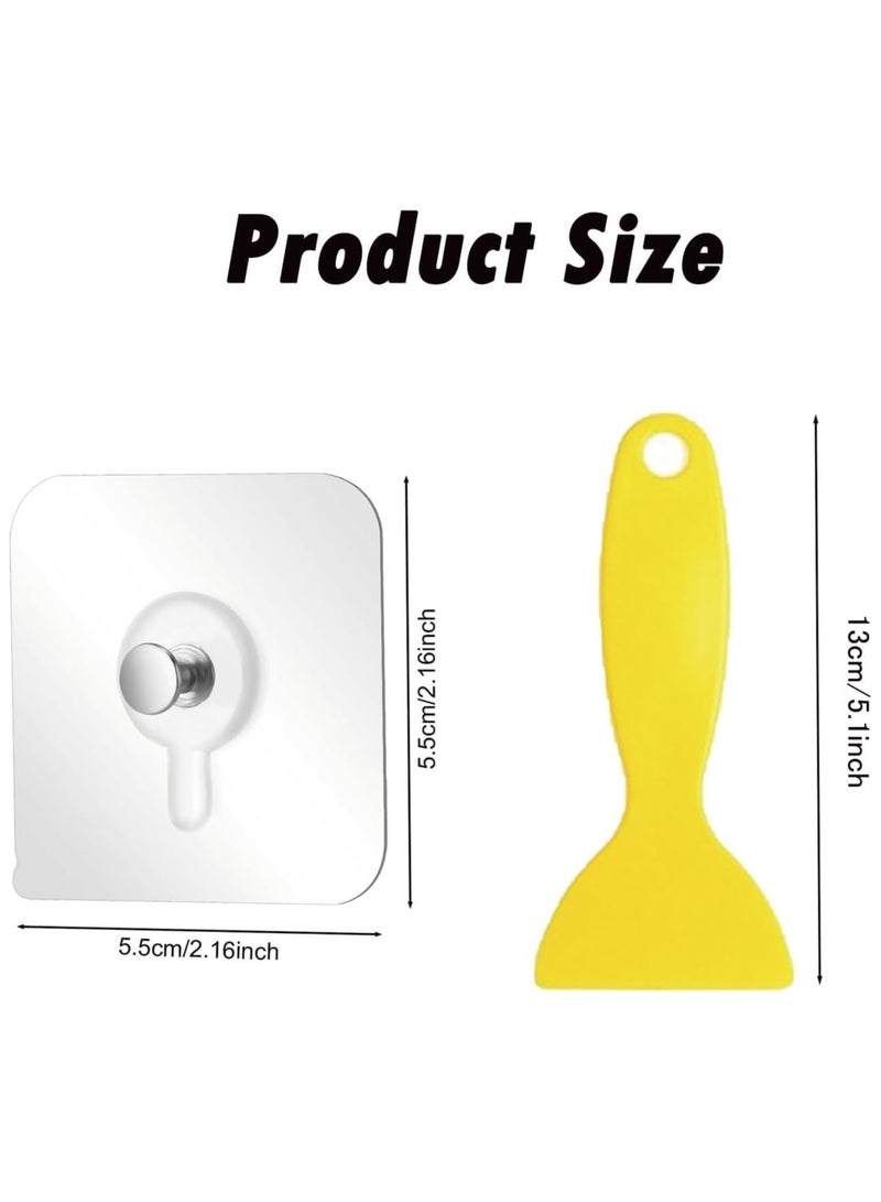 فاصولا 30 قطعة  خطافات صور لاصقة بدون مسامير مقاس 5.5 × 5.5 سم مع ملعقة مسطحة، خطافات تعليق الصور اللاصقة الكبيرة بدون مسامير ولا تسبب ضررا، شماعات صور خالية من المسامير، ملصقات جدران قابلة للازالة لاصقة (شفاف) - Image 2