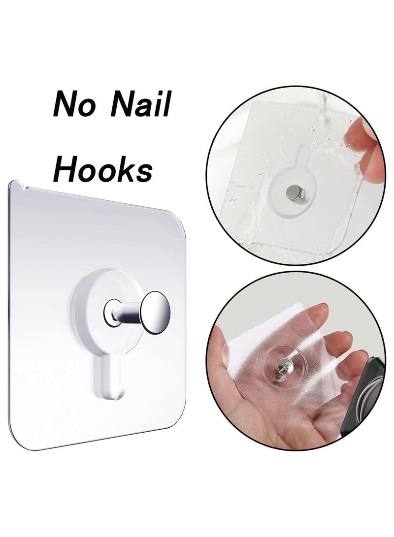 فاصولا 30 قطعة  خطافات صور لاصقة بدون مسامير مقاس 5.5 × 5.5 سم مع ملعقة مسطحة، خطافات تعليق الصور اللاصقة الكبيرة بدون مسامير ولا تسبب ضررا، شماعات صور خالية من المسامير، ملصقات جدران قابلة للازالة لاصقة (شفاف) - Image 3