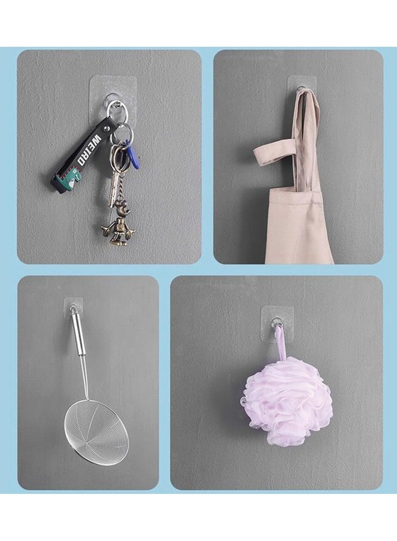 فاصولا 30 قطعة  خطافات صور لاصقة بدون مسامير مقاس 5.5 × 5.5 سم مع ملعقة مسطحة، خطافات تعليق الصور اللاصقة الكبيرة بدون مسامير ولا تسبب ضررا، شماعات صور خالية من المسامير، ملصقات جدران قابلة للازالة لاصقة (شفاف) - Image 4