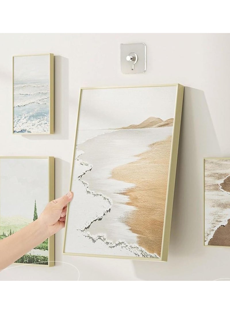 فاصولا 30 قطعة  خطافات صور لاصقة بدون مسامير مقاس 5.5 × 5.5 سم مع ملعقة مسطحة، خطافات تعليق الصور اللاصقة الكبيرة بدون مسامير ولا تسبب ضررا، شماعات صور خالية من المسامير، ملصقات جدران قابلة للازالة لاصقة (شفاف) - Image 5