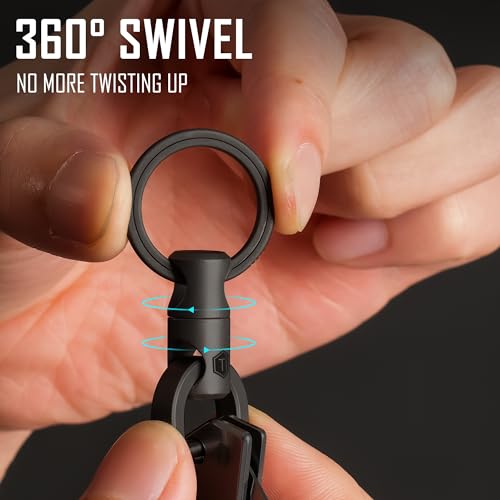 KeyUnity KM13 Swivel Keychain with D Ring Key Shackle, Titanium Rotatable Key Organizer (M Black) - Image 5
