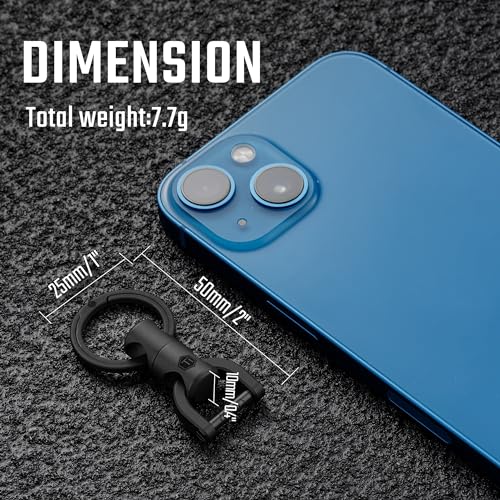 KeyUnity KM13 Swivel Keychain with D Ring Key Shackle, Titanium Rotatable Key Organizer (M Black) - Image 4
