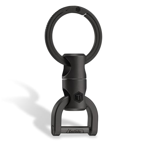 KeyUnity KM13 Swivel Keychain with D Ring Key Shackle, Titanium Rotatable Key Organizer (M Black) - Image 1