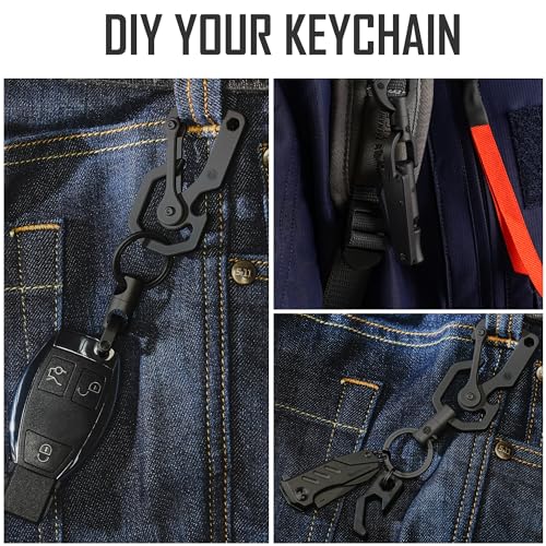 KeyUnity KM13 Swivel Keychain with D Ring Key Shackle, Titanium Rotatable Key Organizer (M Black) - Image 3