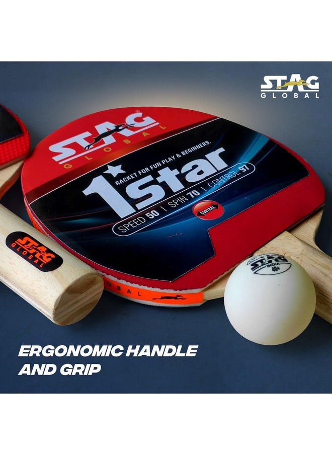 ستاج مجموعة لعب تنس الطاولة STAG Global 1 Star (موديل 2023) (مضربان و3 كرات) (كرة بيضاء)  - Image 3