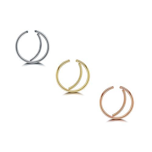 NZDLM Moon Nose Ring Hoop 20g Surgical Steel Nose Rings Septum Nose Ring Body Piercing Jewelry for Women (A-3PCS) - Image 1