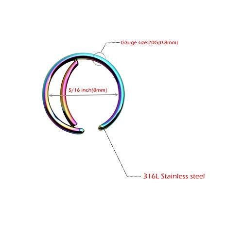 NZDLM Moon Nose Ring Hoop 20g Surgical Steel Nose Rings Septum Nose Ring Body Piercing Jewelry for Women (A-3PCS) - Image 3