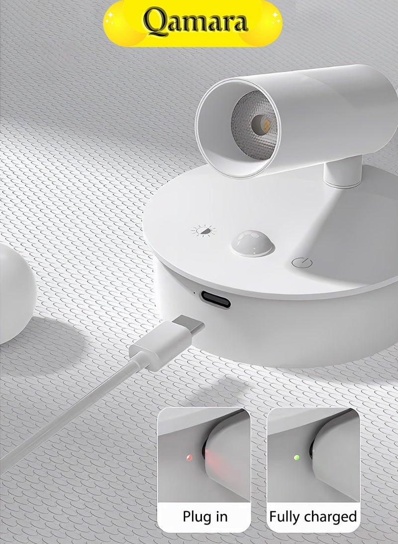  قمرة ضوء حائط لاسلكي للداخلية قابل للشحن، مصباح حائط ذكي بالاستشعار، إضاءة شجرة بثلاث درجات حرارة لونية قابلة للتعتيم، كشاف LED يعمل بالبطارية لتزيين المنزل، للإضاءة على النباتات واللوحات الفنية - أسود / أبيض - Image 2