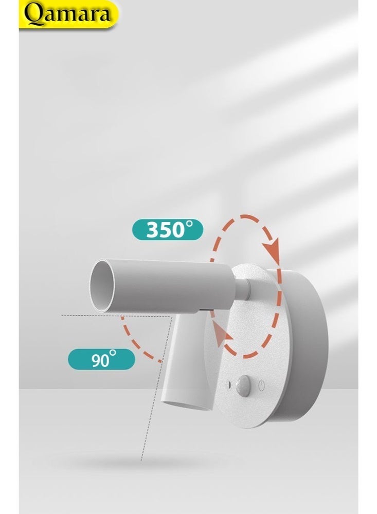  قمرة ضوء حائط لاسلكي للداخلية قابل للشحن، مصباح حائط ذكي بالاستشعار، إضاءة شجرة بثلاث درجات حرارة لونية قابلة للتعتيم، كشاف LED يعمل بالبطارية لتزيين المنزل، للإضاءة على النباتات واللوحات الفنية - أسود / أبيض - Image 3