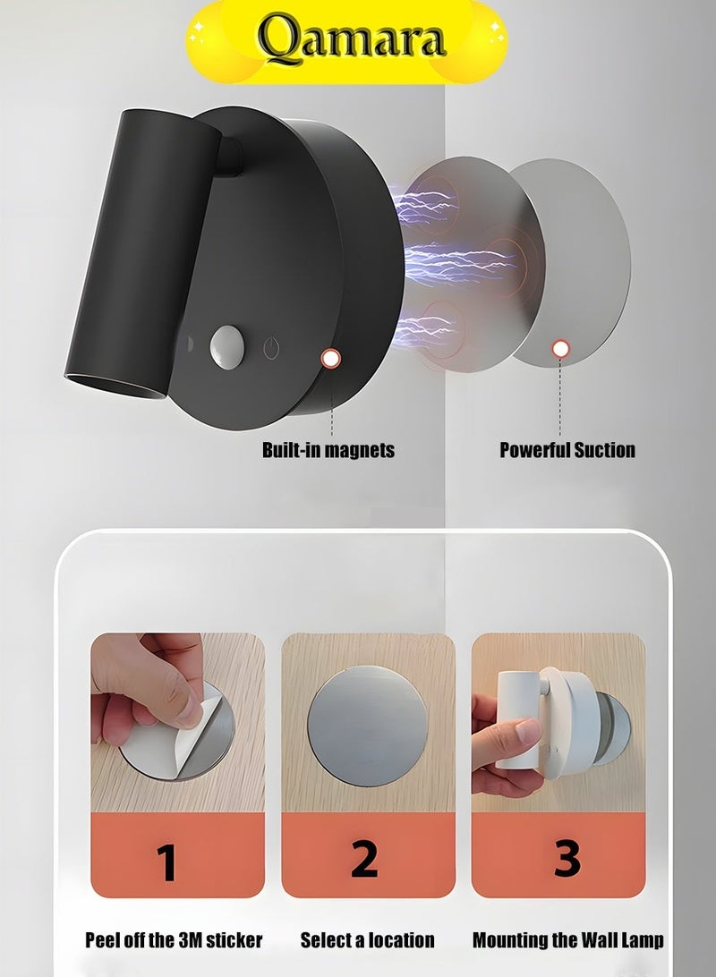 QAMARA Rechargeable LED Wall Light - Smart Motion Sensor Lamp - 3 Color Dimmable Wireless Spotlight - Image 5
