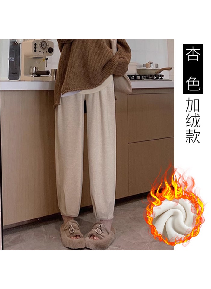 Generic Maternity Velvet Harem Pants Autumn Winter Plush apricot color 