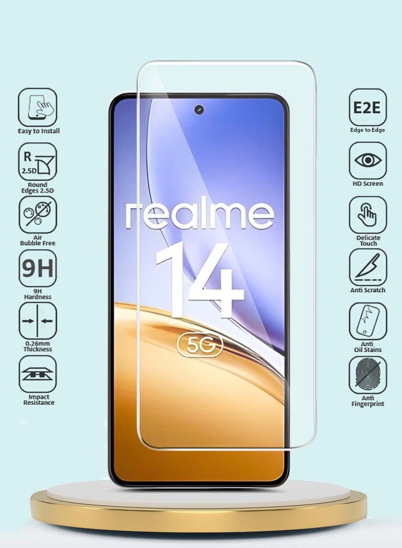 جيماكس Realme 14 5G 2025 GMAX Premium Series حامي شاشة زجاجي مقسى 9H 2.5D - شفاف - Image 2