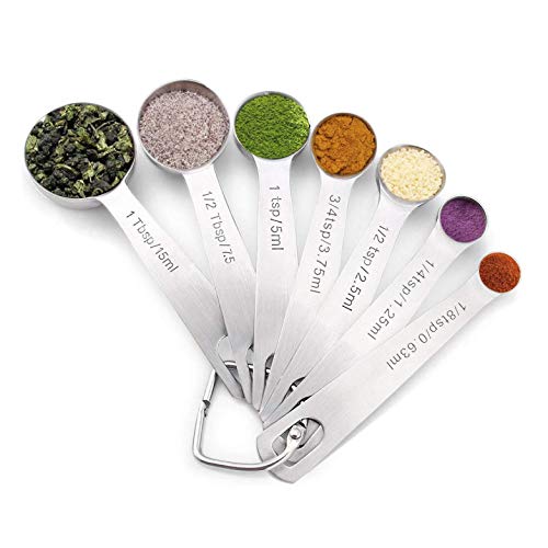 Homepixi Premium Stainless Steel Measuring Spoon Set (Set of 7), Premium Heavy Duty Metal Stainless Steel Measuring Spoons Set for Cooking and Baking - Image 1
