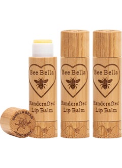 Bee Bella Lip Balm Vanilla Bean 3 Pack Moisturizing Lip Care 100 Natural Original Organic Beeswax with Vitamin E Handmade in USA