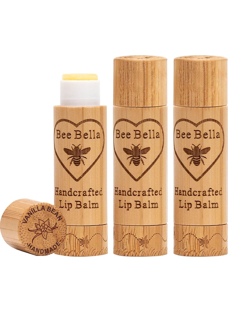 Bee Bella - Bee Bella Lip Balm Vanilla Bean 3 Pack Moisturizing Lip Care 100 Natural Original Organic Beeswax with Vitamin E Handmade in USA - Image 1