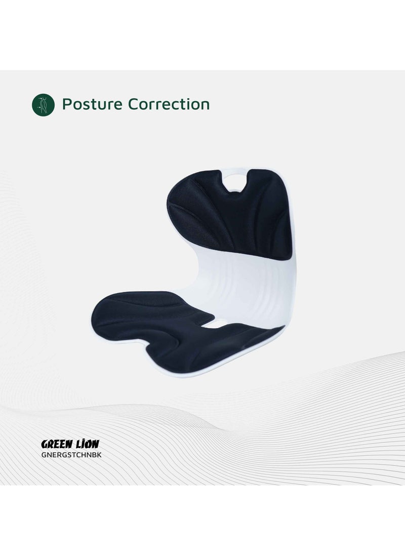 GREEN LION - Ergo Seat Cushion with Lumbar Support & Elastic Backrest / 150 Kg Load Capacity / Long Time Sitting / Comfortable Cushioning / Versatile Usage / Posture Correction - Black - Image 1