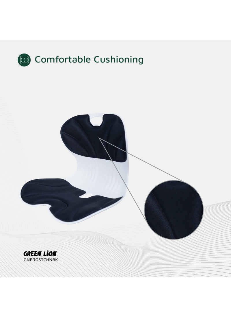 GREEN LION - Ergo Seat Cushion with Lumbar Support & Elastic Backrest / 150 Kg Load Capacity / Long Time Sitting / Comfortable Cushioning / Versatile Usage / Posture Correction - Black - Image 1