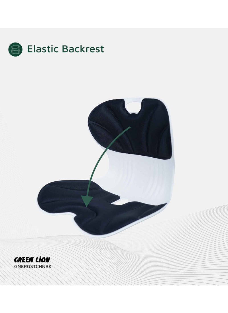 GREEN LION - Ergo Seat Cushion with Lumbar Support & Elastic Backrest / 150 Kg Load Capacity / Long Time Sitting / Comfortable Cushioning / Versatile Usage / Posture Correction - Black - Image 1