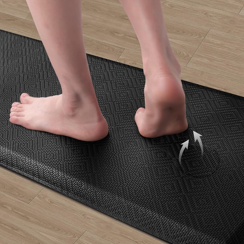 Mattitude Kitchen Mat Cushioned Anti-Fatigue Floor Mat Water Resistant Non-Slip Mats and Rugs Standing and Comfort Desk Mats for House Sink Office Laundry (Black, 17.3"x60") - Image 3