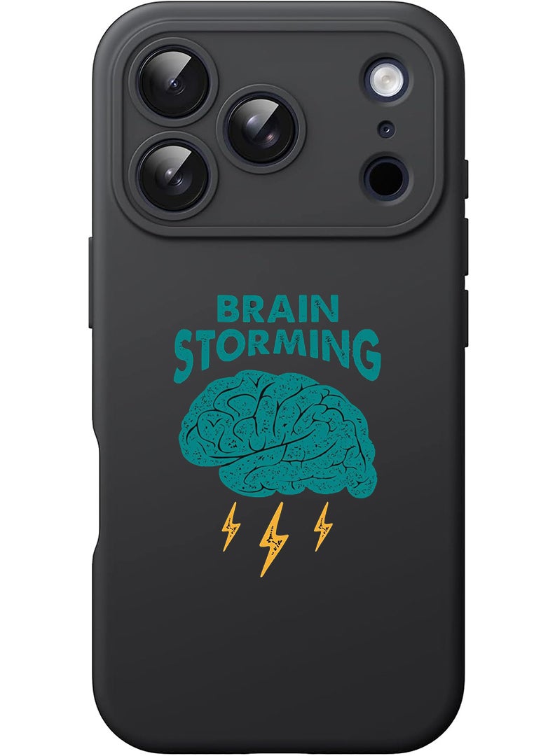 Theodor Protective Slim Fit Case Liquid Silicone Cover with Full Body Protection Anti-Scratch Shockproof Case For Apple iPhone 17 Pro Max (Black) Brain Stroming - Image 1