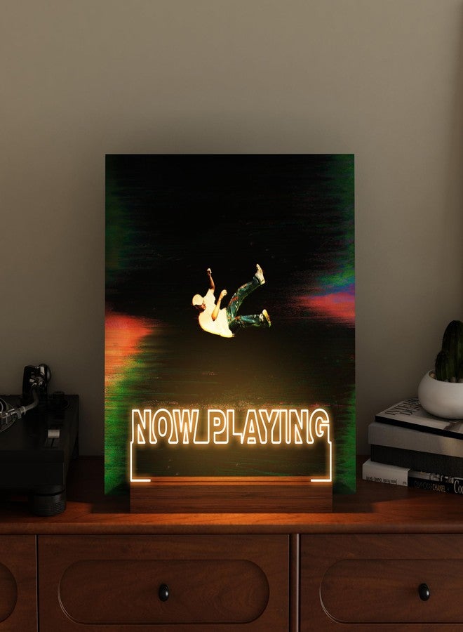 CoolGift Mart Now Playing Vinyl Record Stand, Light up Record Holder, Wooden Acrylic Display with Warm White Lights for Albums, Room Decor, for Vinyl Lovers - Image 5