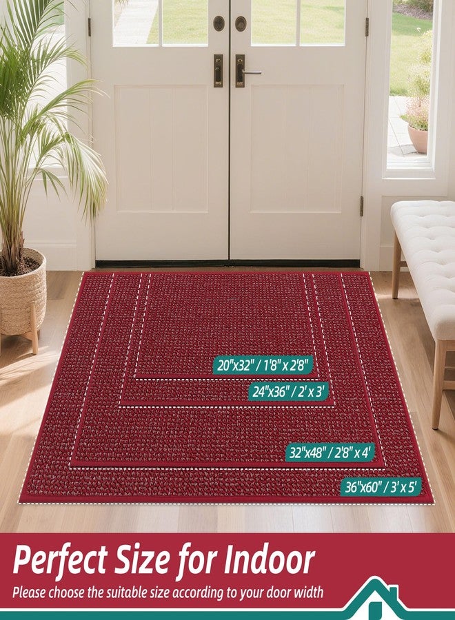 BEQHAUSE Dirt Trapper Door Mat 20" x 32", Non-Slip Washable Doormats Entrance Mat, Dirt Resistant and Absorbent Welcome Mat, Low Profile Floor Mats for Front Back Door and Entryway, Red - Image 2