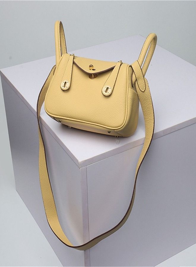 Loquat Leather One-Shoulder Portable Pillow Bag Yellow  - Image 1