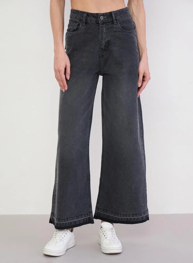 Styli Mid Rise Wide Leg Jeans
