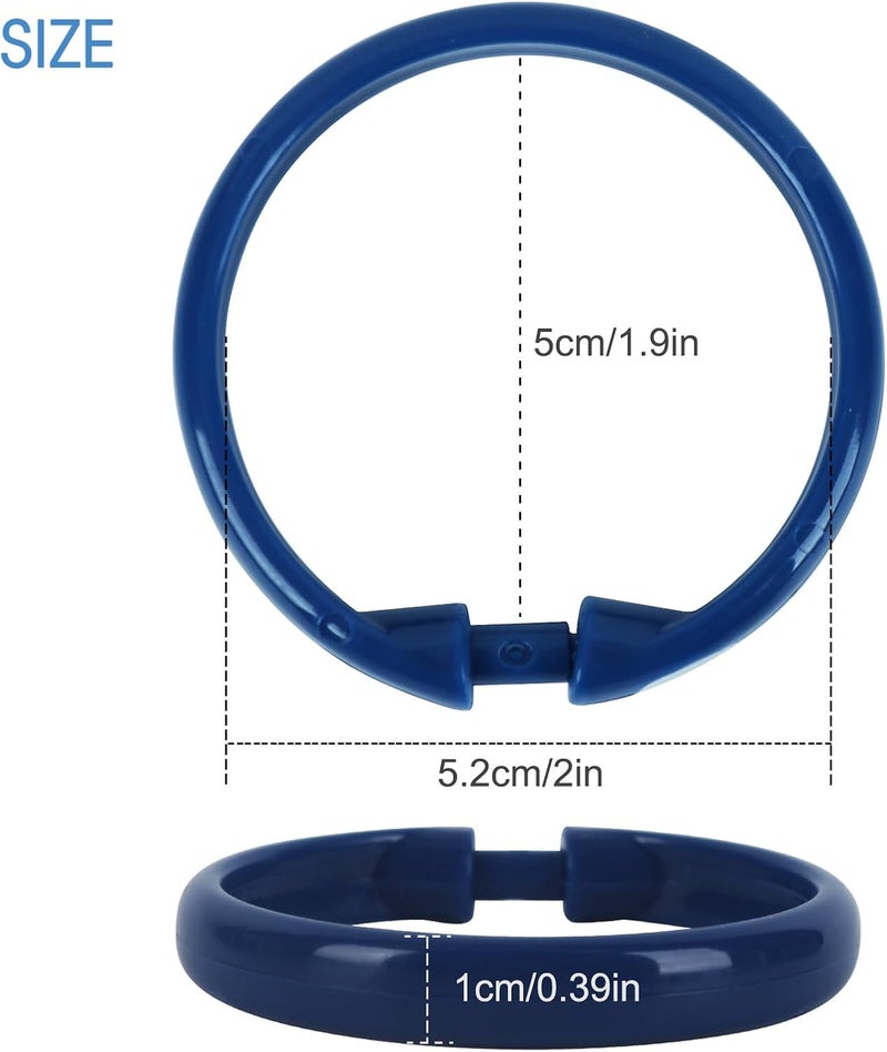 Qulable Navy Blue Shower Curtain Hooks - 12 Pcs Circular Plastic Shower Curtain Rings for Bathroom - O Shaped Dark Blue Shower Hooks Rings for Shower Curtain Rod - Image 4
