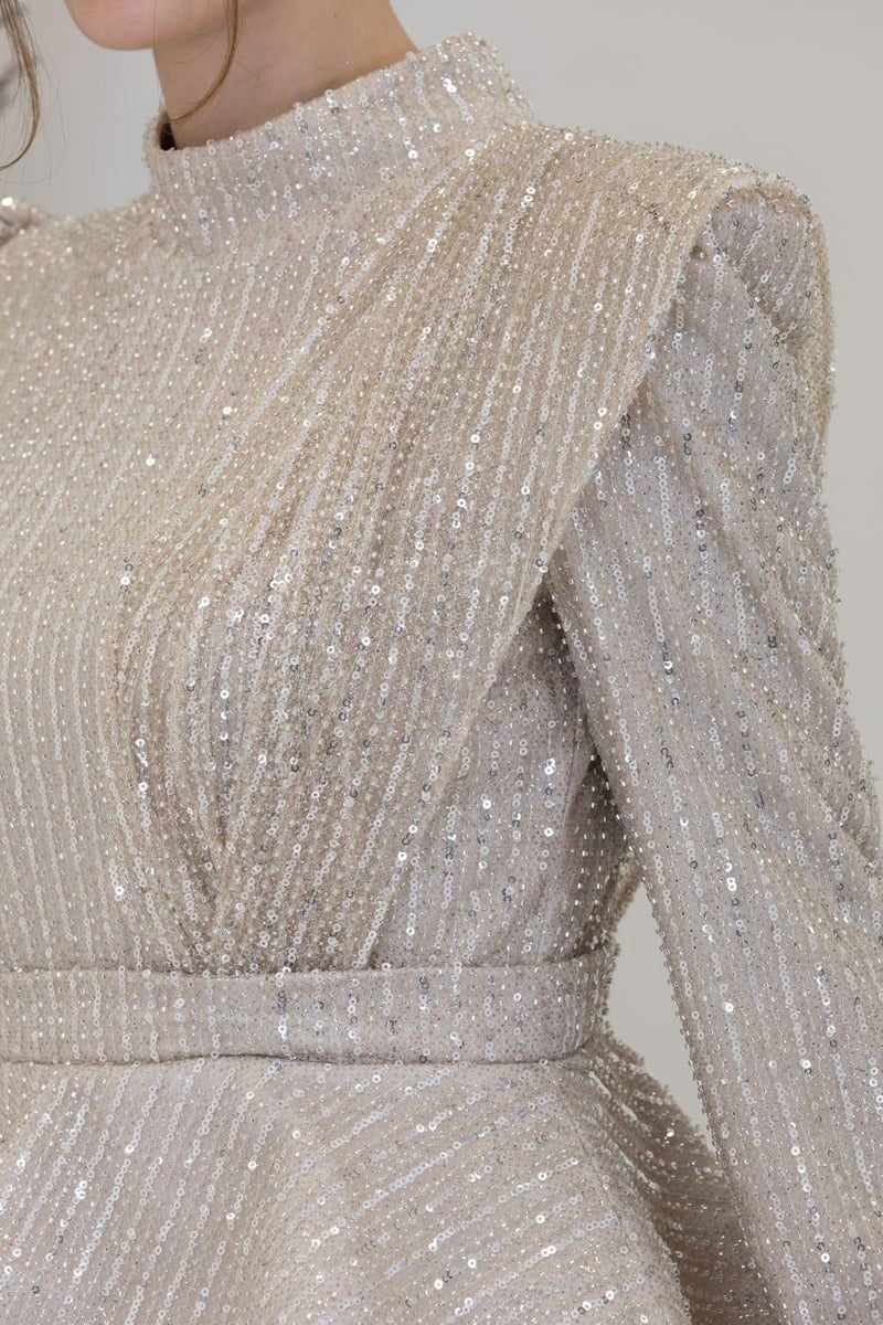 Esilanur Pamira Hijab Evening Dress Stone  - Image 4